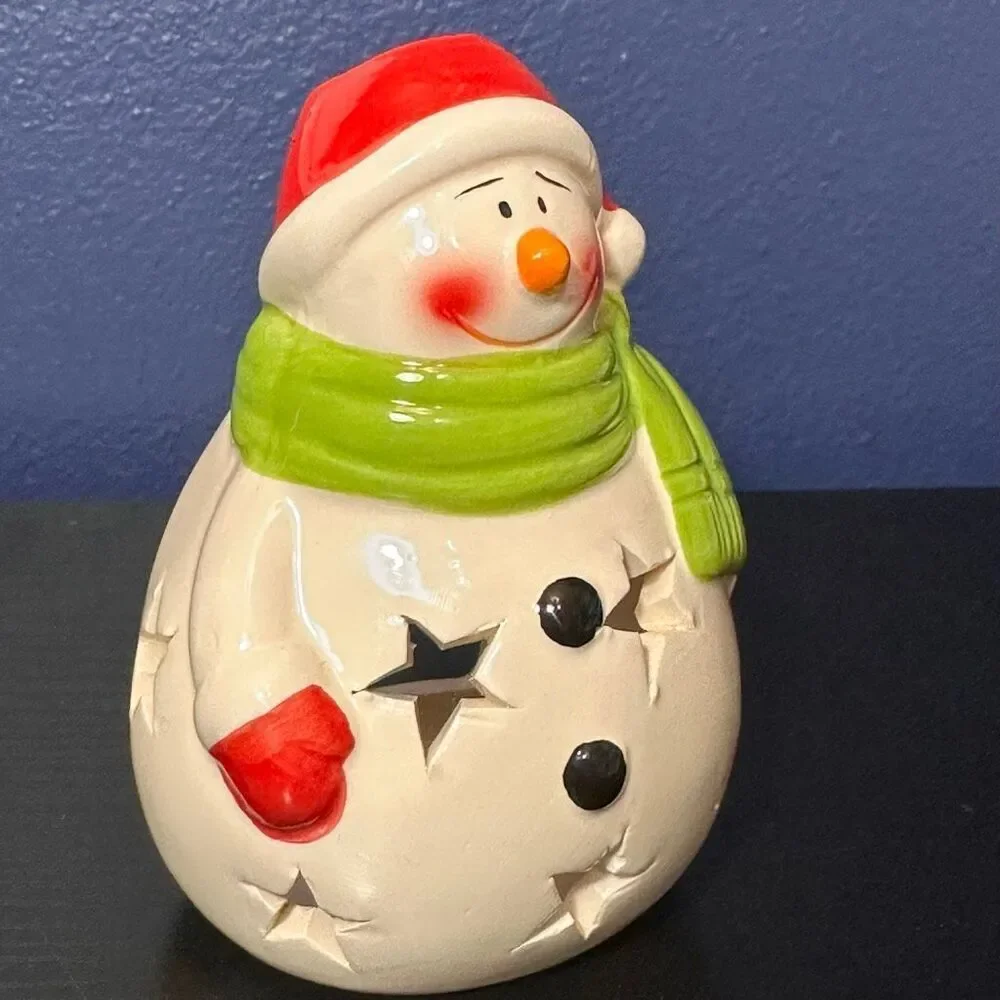 Snowman Tealight Candle Holder Holiday Decoration Christmas